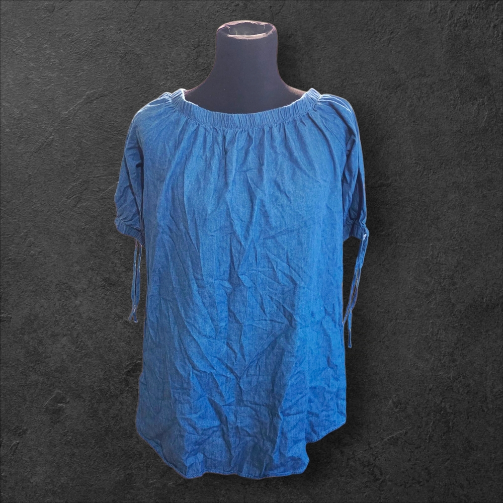 Loose Fitting Denim Blue Blouse By Mindcode